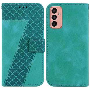 For Samsung Galaxy M13 4G 7-shaped Embossed Leather Phone Case(Green)