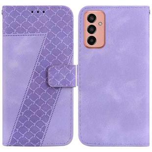 For Samsung Galaxy M13 4G 7-shaped Embossed Leather Phone Case(Purple)