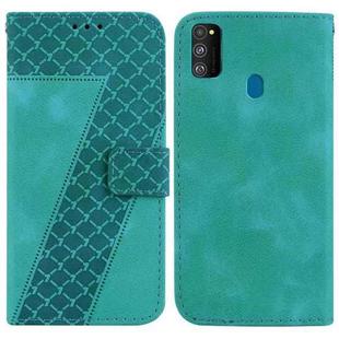 For Samsung Galaxy M30s/M21 Seven-shaped Embossed Leather Phone Case(Green)