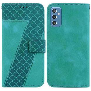 For Samsung Galaxy M52 5G Seven-shaped Embossed Leather Phone Case(Green)