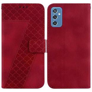 For Samsung Galaxy M52 5G 7-shaped Embossed Leather Phone Case(Red)
