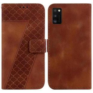 For Samsung Galaxy A41 7-shaped Embossed Leather Phone Case(Brown)