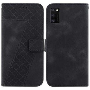 For Samsung Galaxy A41 7-shaped Embossed Leather Phone Case(Black)