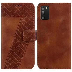 For Samsung Galaxy A02s US Version 164.2mm 7-shaped Embossed Leather Phone Case(Brown)