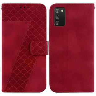 For Samsung Galaxy A02s EU Edition 166.5mm Seven-shaped Embossed Leather Phone Case(Red)