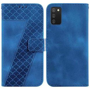 For Samsung Galaxy A03s US Version 164.2mm 7-shaped Embossed Leather Phone Case(Blue)