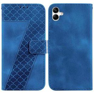 For Samsung Galaxy A04e/F04/M04 Seven-shaped Embossed Leather Phone Case(Blue)