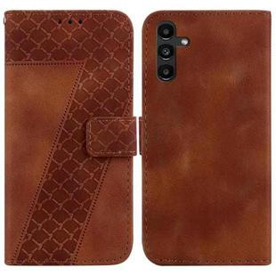 For Samsung Galaxy A13 5G 7-shaped Embossed Leather Phone Case(Brown)