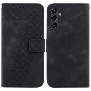 For Samsung Galaxy A14 5G Seven-shaped Embossed Leather Phone Case(Black)