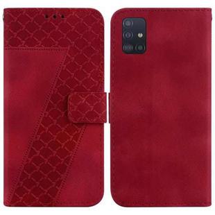 For Samsung Galaxy A71 5G 7-shaped Embossed Leather Phone Case(Red)