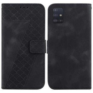 For Samsung Galaxy A71 5G Seven-shaped Embossed Leather Phone Case(Black)