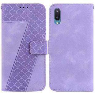 For Samsung Galaxy A02/M02 4G Indian 7-shaped Embossed Leather Phone Case(Purple)
