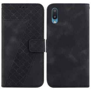 For Samsung Galaxy A02/M02 4G Indian Seven-shaped Embossed Leather Phone Case(Black)