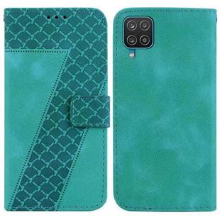 For Samsung Galaxy A22 4G 7-shaped Embossed Leather Phone Case(Green)