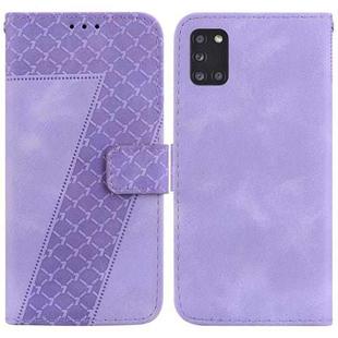 For Samsung Galaxy A31 7-shaped Embossed Leather Phone Case(Purple)