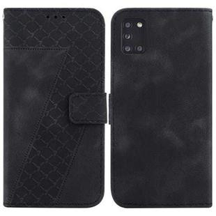 For Samsung Galaxy A31 7-shaped Embossed Leather Phone Case(Black)
