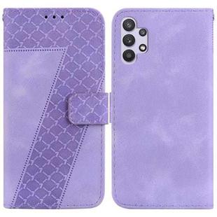 For Samsung Galaxy A32 4G Seven-shaped Embossed Leather Phone Case(Purple)