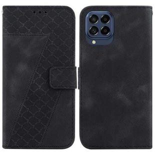 For Samsung Galaxy M33 5G 7-shaped Embossed Leather Phone Case(Black)