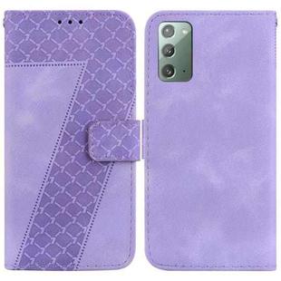 For Samsung Galaxy Note20 7-shaped Embossed Leather Phone Case(Purple)