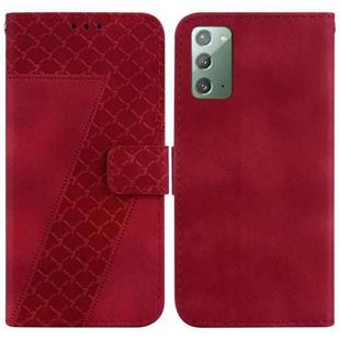 For Samsung Galaxy Note20 Seven-shaped Embossed Leather Phone Case(Red)