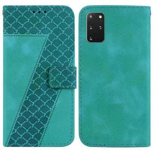 For Samsung Galaxy S20+ 7-shaped Embossed Leather Phone Case(Green)