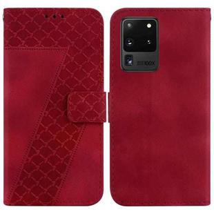 For Samsung Galaxy S20 Ultra Seven-shaped Embossed Leather Phone Case(Red)