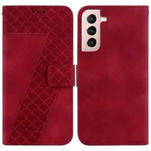 For Samsung Galaxy S21 5G Seven-shaped Embossed Leather Phone Case(Red)