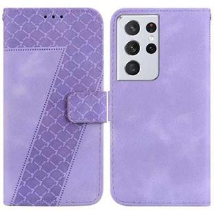 For Samsung Galaxy S21 Ultra 5G 7-shaped Embossed Leather Phone Case(Purple)
