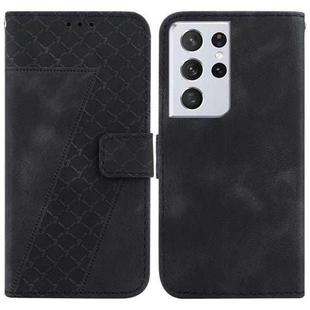 For Samsung Galaxy S21 Ultra 5G 7-shaped Embossed Leather Phone Case(Black)