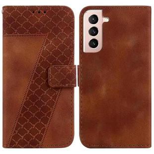 For Samsung Galaxy S22 5G Seven-shaped Embossed Leather Phone Case(Brown)