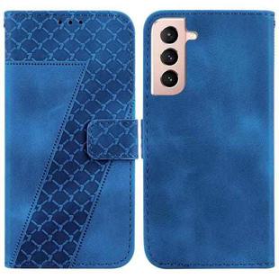 For Samsung Galaxy S22 5G 7-shaped Embossed Leather Phone Case(Blue)