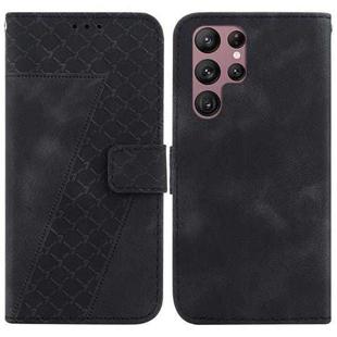 For Samsung Galaxy S22 Ultra 5G 7-shaped Embossed Leather Phone Case(Black)