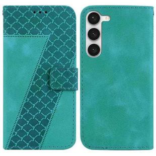 For Samsung Galaxy S23 5G Seven-shaped Embossed Leather Phone Case(Green)