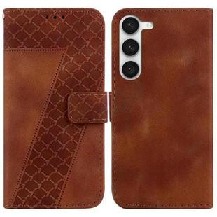 For Samsung Galaxy S23 5G Seven-shaped Embossed Leather Phone Case(Brown)