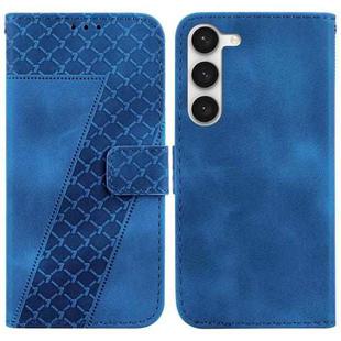 For Samsung Galaxy S23 5G Seven-shaped Embossed Leather Phone Case(Blue)