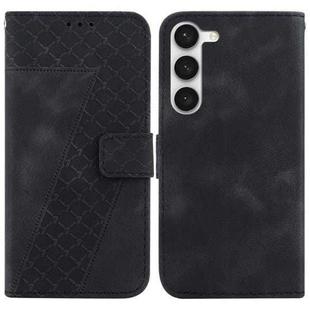 For Samsung Galaxy S23 5G Seven-shaped Embossed Leather Phone Case(Black)