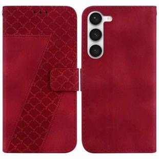 For Samsung Galaxy S23+ 5G Seven-shaped Embossed Leather Phone Case(Red)