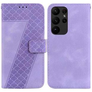 For Samsung Galaxy S23 Ultra 5G Seven-shaped Embossed Leather Phone Case(Purple)