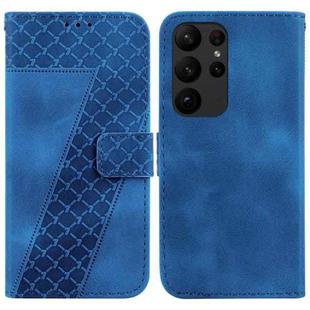 For Samsung Galaxy S23 Ultra 5G Seven-shaped Embossed Leather Phone Case(Blue)