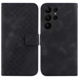 For Samsung Galaxy S23 Ultra 5G 7-shaped Embossed Leather Phone Case(Black)