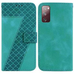 For Samsung Galaxy S20 FE 4G/5G Seven-shaped Embossed Leather Phone Case(Green)