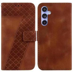 For Samsung Galaxy S23 FE 5G 7-shaped Embossed Leather Phone Case(Brown)