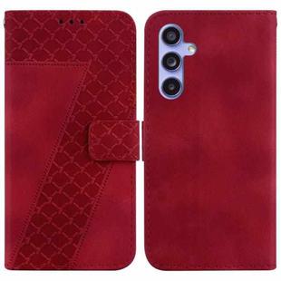 For Samsung Galaxy S23 FE 5G 7-shaped Embossed Leather Phone Case(Red)