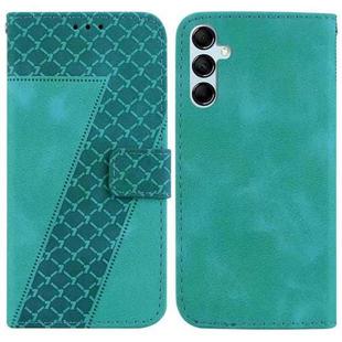 For Samsung Galaxy A15 Seven-shaped Embossed Leather Phone Case(Green)