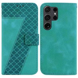 For Samsung Galaxy S24 Ultra 5G Seven-shaped Embossed Leather Phone Case(Green)