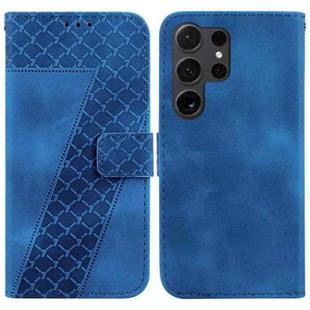 For Samsung Galaxy S24 Ultra 5G Seven-shaped Embossed Leather Phone Case(Blue)