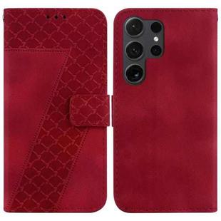 For Samsung Galaxy S24 Ultra 5G 7-shaped Embossed Leather Phone Case(Red)