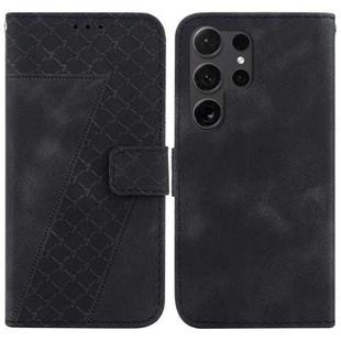 For Samsung Galaxy S24 Ultra 5G Seven-shaped Embossed Leather Phone Case(Black)