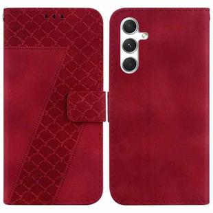 For Samsung Galaxy S24+ 5G 7-shaped Embossed Leather Phone Case(Red)