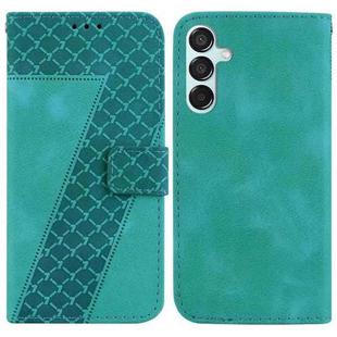 For Samsung Galaxy M15/F15 Seven-shaped Embossed Leather Phone Case(Green)